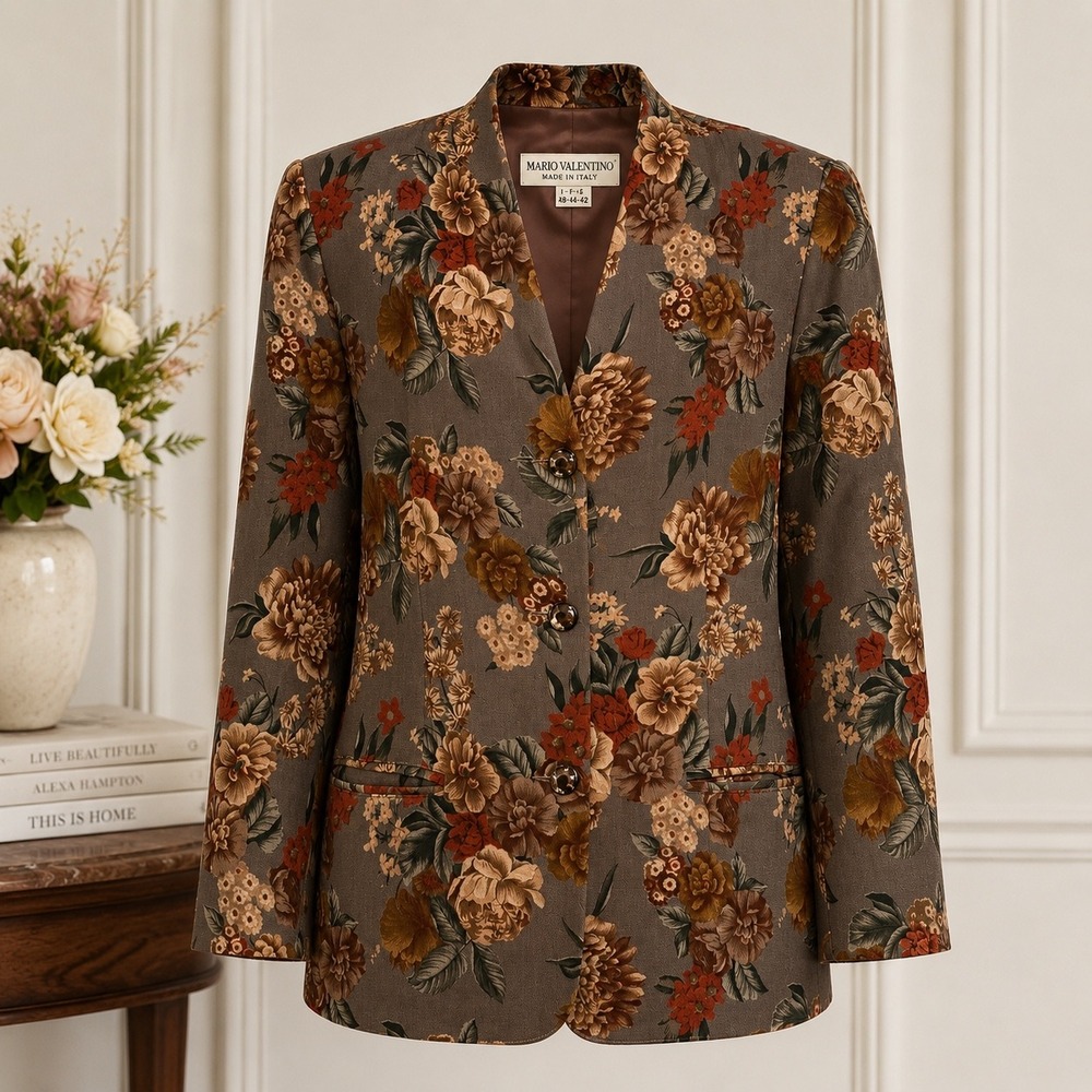 Mario Valentino Italy Vintage Floral Blazer Women's Jacket Romanticβ Cottagecore